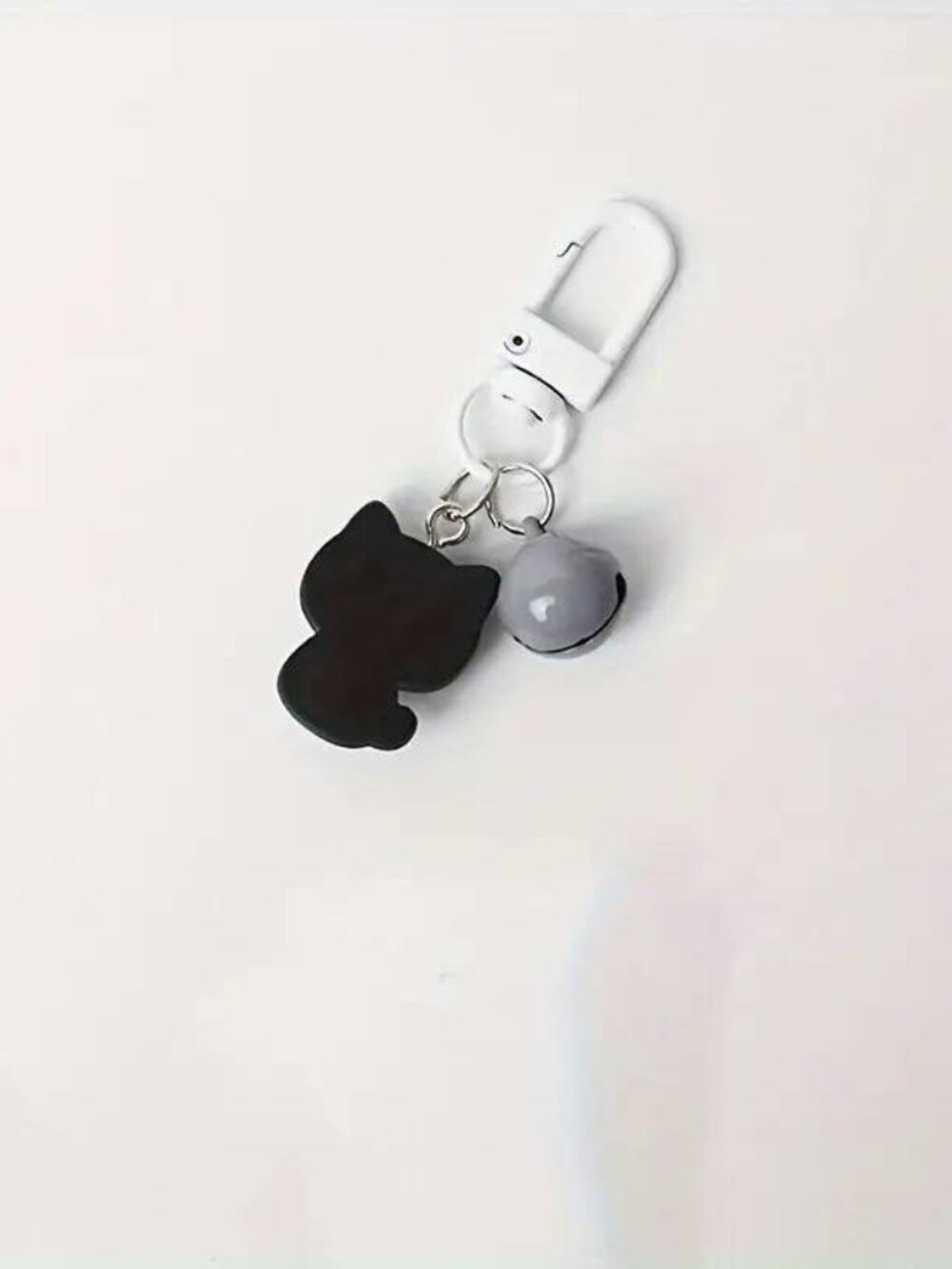 Set of 2 Black & White Cat PVC Keychains with Metal Clasps - Picture 7 of 7